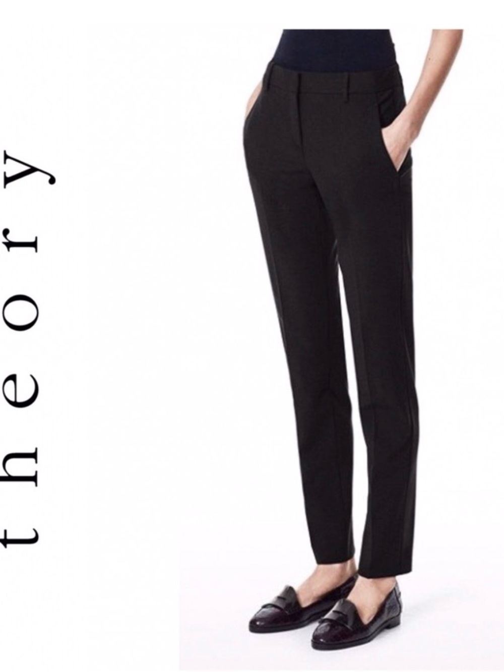 Theory Louise Urban Black Straight-Leg Tailored Pants